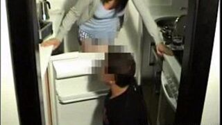 milf hot fuck with young nice ass in the kitchen - porn video