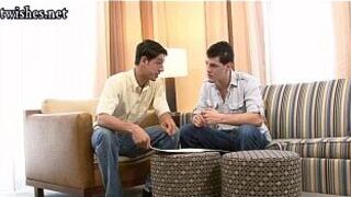 Gay sucking a long cock and gets pounded - porn video