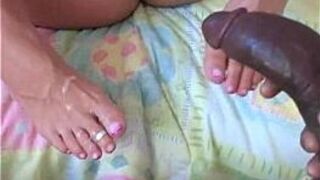 Black Cum On Her Feet - porn video