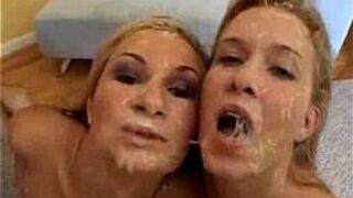 Two chicks sucking many cocks - porn video